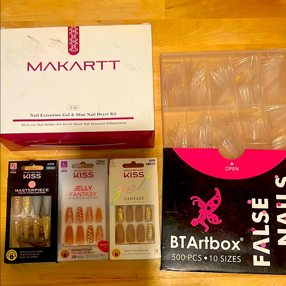 Open Box: Nail Kit with False Nails-BTArt 480 Pieces and 3 Sets of KISS Nails.